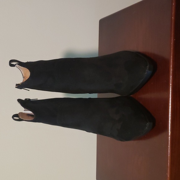 NEW Black Suede Yoki Muriel Heels Cowboy Boots Zipper 10 - Picture 3 of 6